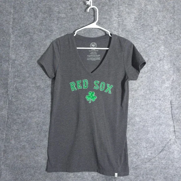 MLB Boston Red Sox Gray T-shirt Women's Baseball V Neck Sports Large Nation